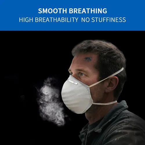 Miniatura 5 de benehal Máscara facial N99 aprobada por NIOSH, paquete de 10 unidades, blanca, respirador N99 para polvo, contaminación y alergias, transpirable