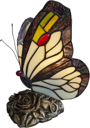 Miniatura 12 de Lámpara de Mesita LED Azul Tiffany Mariposa Nocturna con Interruptor de Encendido/Apagado, Lámpara de Escritorio de Vidrio Manchado, Luz Nocturna