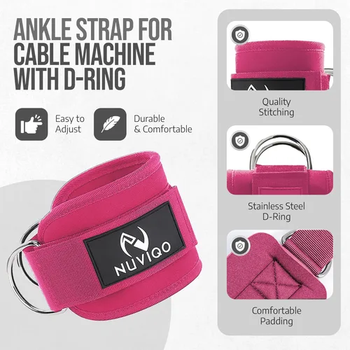 Miniatura 3 de Set de 9 accesorios para gimnasio con almohadilla para pesas con 2 correas de seguridad - 2 correas de tobillo para máquina de cable - 2 correas
