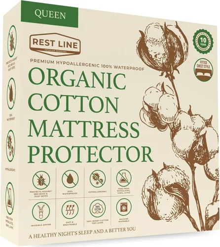 Miniatura 20 de Protector de colchón impermeable de algodón orgánico de alta calidad de 39 x 75 pulgadas, 100% algodón, hipoalergénico, refrescante, suave