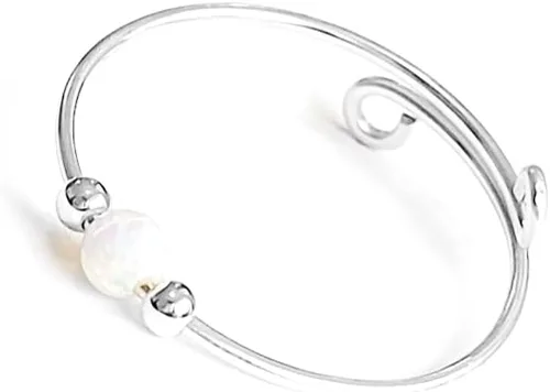 Miniatura 7 de Anillo de ansiedad anti estrés, anillo giratorio de ópalo blanco ajustable para aliviar el estrés