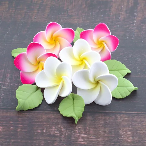 Miniatura 8 de Global Sugar Art Tropical Frangipani Plumeria - Flores comestibles de azúcar, para pastel de boda y cupcakes con hojas, 24 unidades por cuenta