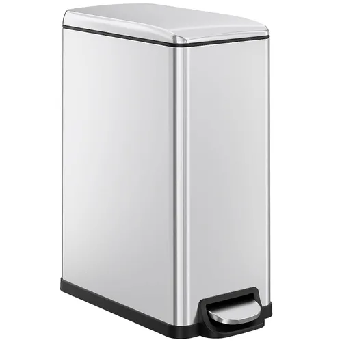 Miniatura 10 de Arlopu Basurero delgado de cocina de 13.2 galones con tapa, cubo de basura de acero inoxidable de 50 L, cubo de basura grande para cocina, cubo