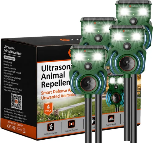 Miniatura 9 de Repelente solar ultrasónico de animales al aire libre – Activado por movimiento, IP65 impermeable, diseñado para desalentar a los animales