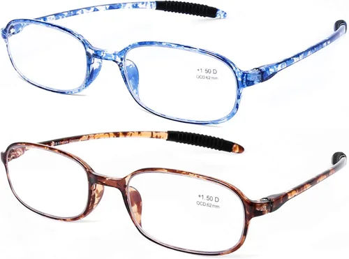 Miniatura 6 de AQWANO Paquete de 2 lentes de lectura para computadora con bloqueo de luz azul, protección UV, marco TR90 flexible, lentes de lectura ligeros