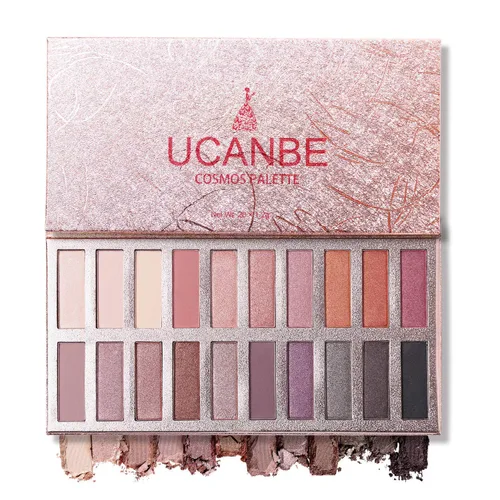 UCANBE Paleta de sombras para ojos en tonos nude de 20 colores, sombras de ojos de alta pigmentación con acabados mate, brillantes, metálicos, larga