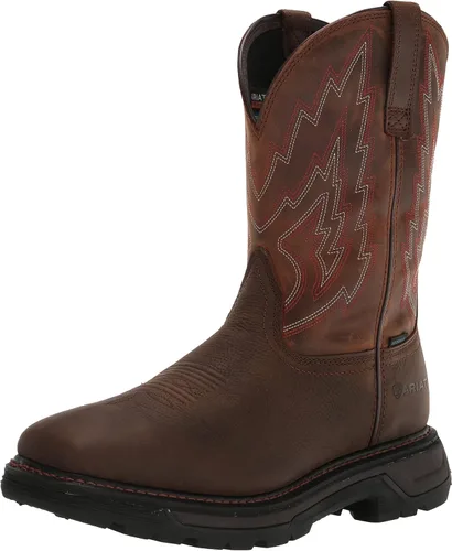 ARIAT BMVY9 - Botas de trabajo impermeables para hombre, color marrón oscuro/marrón envejecido, 10.5 de ancho Marrón Oscuro/Marrón Desgastado