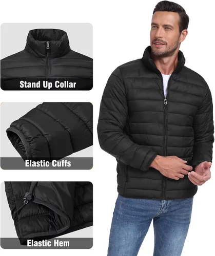 Miniatura 4 de Abrigos de invierno para hombre, térmicos, ligeros, acolchados, impermeables, cálidos, con bolsillos con cremallera