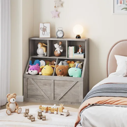 Miniatura 3 de Estantería para niños y organizador de almacenamiento de juguetes IDEALHOUSE, organizador de juguetes con gabinete de almacenamiento y estante