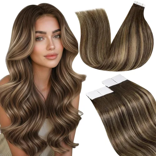 Miniatura 25 de LaaVoo - Extensiones de cabello humano Remy adhesivas con cinta invisible, cabello negro natural, extensiones de cabello para mujeres de color, 20