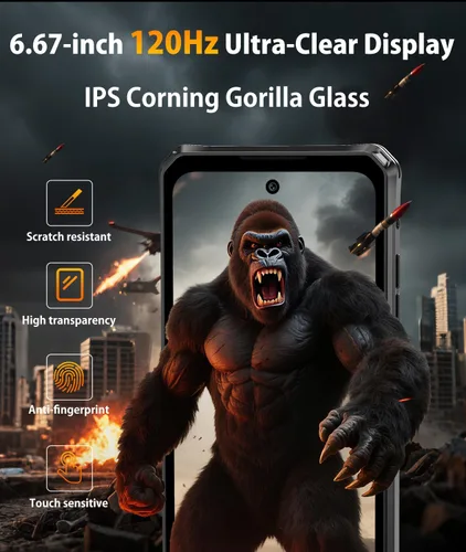 Miniatura 3 de FOSSIBOT F114 28GB+256GB Teléfono resistente desbloqueado 120Hz, 6.67 pulgadas Gorilla Glass, teléfono celular delgado de 0.425 in, teléfono