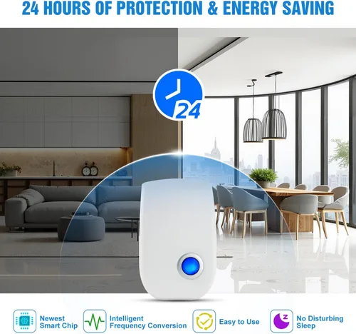 Miniatura 6 de Repelente ultrasónico mejorado, paquete de 6 paquetes de enchufe electrónico para control de plagas para ratón, insectos, cucarachas, insectos