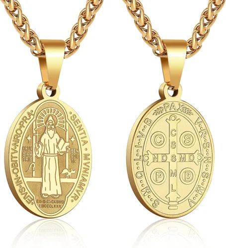 Miniatura 21 de P. BLAKE Collar ovalado de San Cristóbal, Miguel, José, Jude/Virgen María/José/Francisco/Patrick/Anthony/Benedict/Thomas para hombres y mujeres