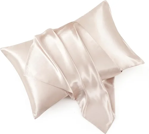 Miniatura 13 de Juego de 2 fundas de almohada de satén negro estándar con cierre de sobre, funda de almohada de seda negra para cabello y piel (20 x 26 pulgadas)