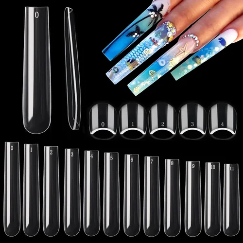 Miniatura 15 de 312 piezas de puntas de uñas de tacón extra largas para uñas acrílicas profesionales, puntas de uñas de tacón de media cubierta 4XL, extensión
