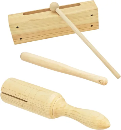 Juego de bloques de madera de percusión, 5 bloques de madera y 5 bloques de un solo tono para clases de música, 7.9 x 1.6 x 1.6 pulgadas