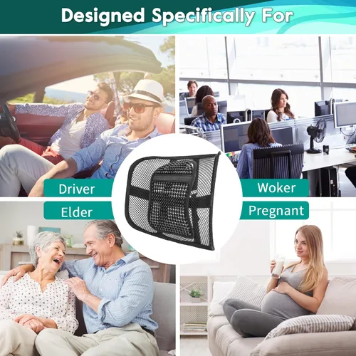 Miniatura 7 de Samyoung - Soporte lumbar de malla para asiento, cojín de respaldo con malla transpirable para sillas de oficina y coche, 12" x 16