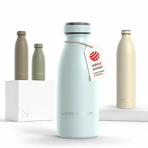 Miniatura 27 de LARS NYSØM Botella de agua XL de acero inoxidable aislada 12oz 17oz 25oz 34oz 51oz Botella térmica aislada para bebidas calientes y frías Azul