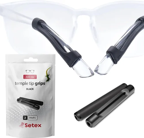 Miniatura 2 de Setex Paquete de agarre Gecko para gafas, empuñaduras de punta de patilla (2 pares negros + almohadillas gruesas antideslizantes para la nariz