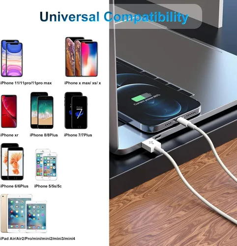 Miniatura 7 de Paquete de 3 cables de 10 pies con certificación MFi de Apple, cable largo de carga, Lightning a USB, carga rápida de 2.4 A, para iPhone 12/11/11