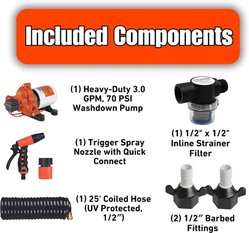 Miniatura 3 de SEAFLO Kit de bomba de lavado de cubierta de lavado serie 33 – 12 V CC, 3.0 GPM, 70 PSI, interruptor de presión resistente, para aplicaciones de RV