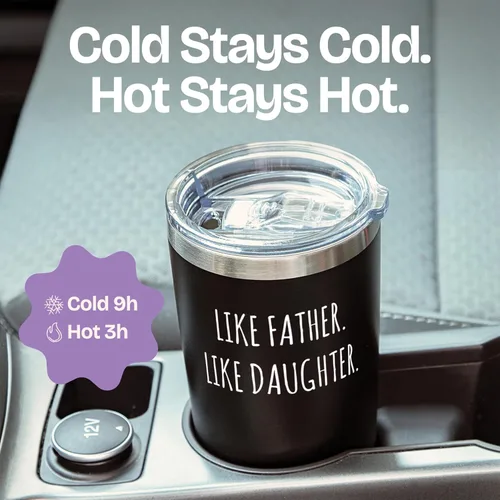 Miniatura 7 de KLUBI Regalos de cumpleaños para papá de parte de la hija, taza divertida con texto en inglés "Like Father Like Daughter Oh Crap", regalos