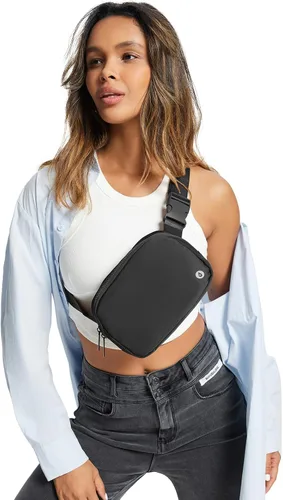 Miniatura 7 de BALEAF Riñonera cruzada para mujer, correa ajustable, resistente al agua, viajes, senderismo, entrenamiento, Negro -, Moda