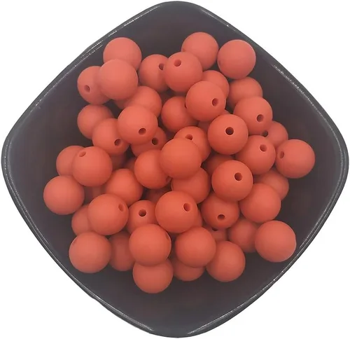 Miniatura 40 de Cuentas de perlas de silicona focales para bolígrafo, 100 cuentas redondas de silicona sueltas de 0.59 pulgadas a granel para llavero, mamá mujer