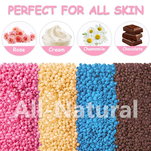 Miniatura 2 de Cuentas de cera dura, cuentas de cera profesional para depilación de 14.11 oz de cera con 10 varillas de madera para cuerpo completo, brasileño