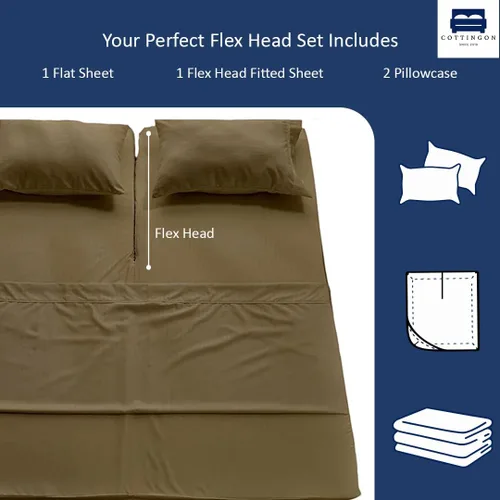 Miniatura 3 de Cottingon Juego de Sábanas de 4 Piezas de Tamaño King con Cabezal Flexible, Sábanas Superiores Divididas de 34 Pulgadas para Camas Ajustables Sleep