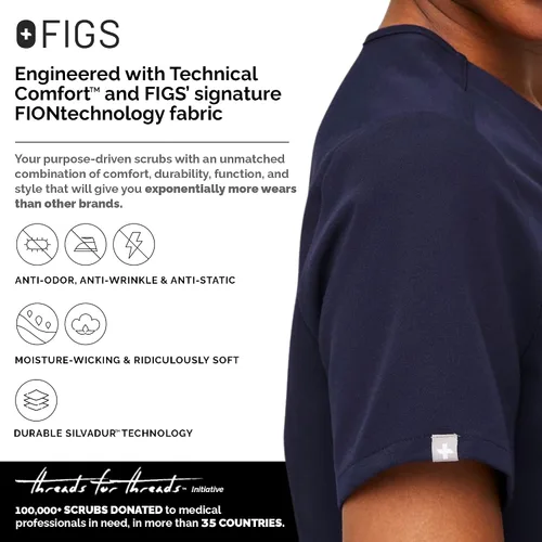 Miniatura 3 de FIGS Casma Scrub Tops para mujer ajuste clásico 3 bolsillos elástico en cuatro direcciones antiarrugas para mujer