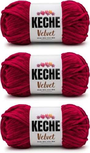 Miniatura 150 de Keche Hilo de terciopelo para ganchillo, manta de felpilla suave, voluminosa, hilo amigurumi, 3.53 oz (132 yardas), color azul bebé