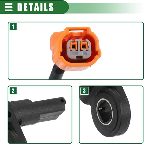 Miniatura 5 de Motoforti Sensor de velocidad ABS delantero izquierdo derecho para Acura TL 2004-2008, goma, No.57450SEPA01/57455SEPA01, negro, 2