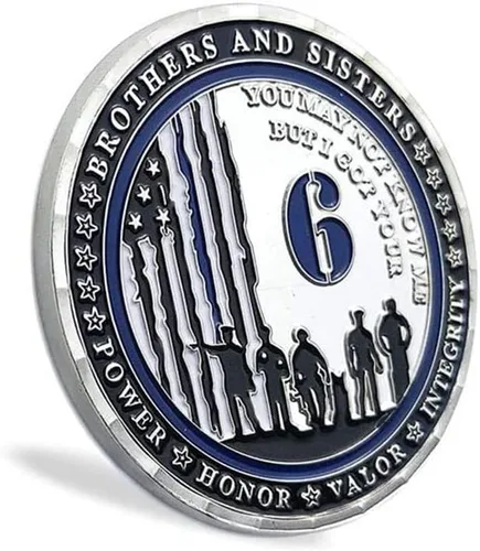 Miniatura 4 de Moneda de desafío de oficial de policía de línea azul fina, moneda de oración recoger