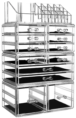 Miniatura 10 de Cq acrylic Organizador de Maquillaje Transparente para Encimera, Pequeño de 4 Cajones para Almacenamiento de Cosméticos, Lindos Organizadores