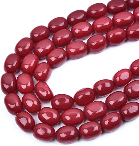 Miniatura 4 de HAAMIIQII Cuentas espaciadoras de piedra libre de jade rojo de 0.394 a 0.630 pulgadas, cuentas sueltas para la fabricación de joyas, pulseras