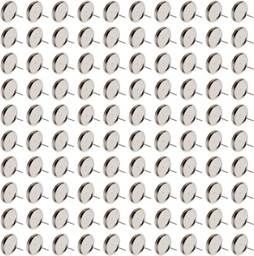 Miniatura 6 de Shapenty Aretes de bisel de cabujón en blanco de acero inoxidable, postes planos y redondos, bandeja de bisel para aretes de resina epoxi, bricolaje