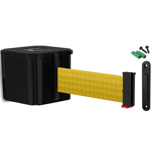 Miniatura 27 de WM412 - Cinturón retráctil montado en la pared, barrera de control de multitudes negra lisa y extremo receptor, cinturón de acceso autorizado de 15