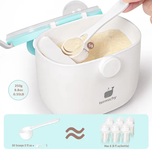Miniatura 2 de Termichy Dispensador de Fórmula para Bebés, Contenedor Portátil de Leche en Polvo con Asa de Transporte y Cuchara para Actividades al Aire Libre