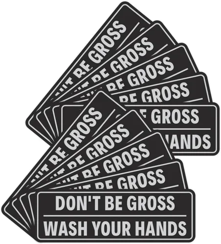 Miniatura 19 de Letrero estándar para puerta o pared, diseño de "Don't Be Gross ("Wash Your Hands"), color negro, mediano