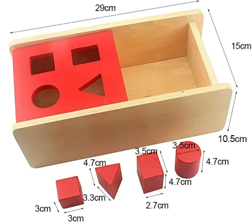 Miniatura 6 de DANNI Montessori Baby Imbucare - Caja con tapa abatible, 4 formas, aprendizaje de madera, educativo, preescolar, entrenamiento para niños, juguete