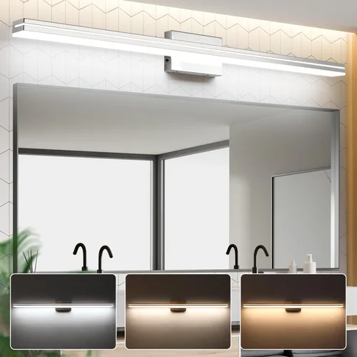 Miniatura 12 de SineRise Barra de Luz LED Moderna para Tocador de Baño de 16 Pulgadas, Accesorios de Iluminación de Pared de Baño Modernos de Acrílico Cromado Sobre