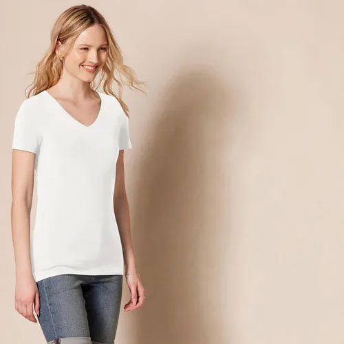 Miniatura 2 de Tienda Essentials Camiseta de manga corta con cuello en V para mujer, multipacks