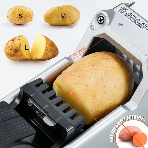Miniatura 7 de Cortador de papas, Sopito con hoja de acero inoxidable para freír papas fritas de 1/2 pulgada, ideal para papas, zanahorias y pepinos, uso doméstico