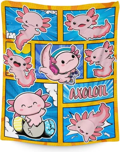 Miniatura 22 de Axolotl - Manta para niñas, tamaño de regazo de 30 x 40 pulgadas, suave, mullida, acogedora, para regalo, manta colorida y bonita para sofá, sala