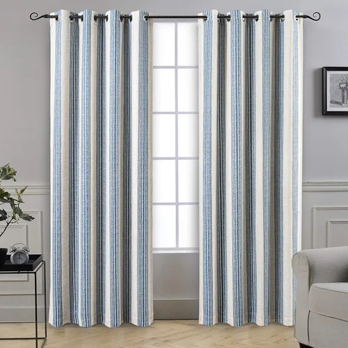 Miniatura 37 de DriftAway Chris Linen - Cortinas opacas con capa térmica y reductora de sonido, 63 pulgadas de largo para dormitorio, cortinas estampadas a rayas