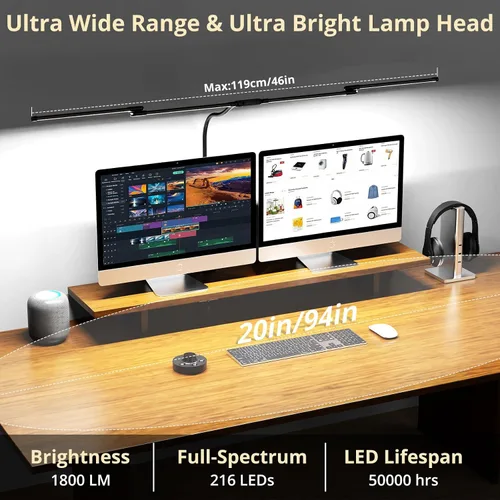 Miniatura 2 de Lámpara de escritorio, lámparas de escritorio con abrazadera para el hogar y la oficina, lámpara de mesa de cuello flexible de 24 W, lámpara