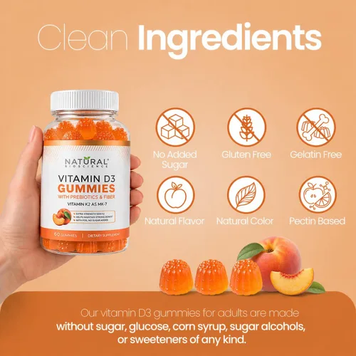 Miniatura 6 de Gomitas de vitamina D3 K2 sin azúcar, gomitas de vitamina D3 5000 UI+K2 MK7 80 mcg, suplemento de vitamina K2 D3 para adultos, vitamina D K2
