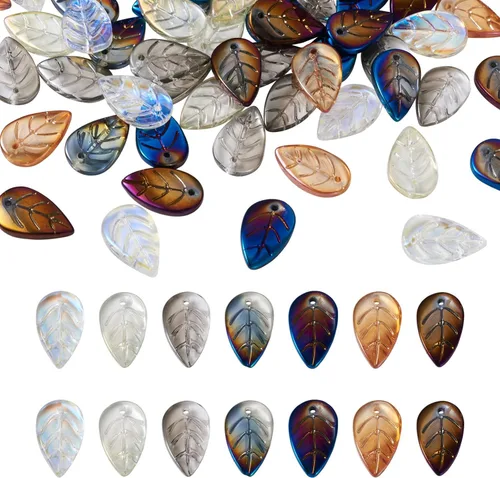 Miniatura 32 de Craftdady Dijes de cuentas de hojas de arce transparentes, colgantes colgantes de adorno para colgar, bonitos dijes para collares, pulseras