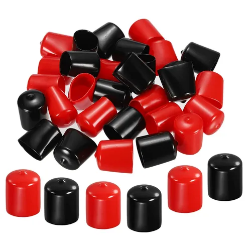 Miniatura 58 de MECCANIXITY 50 unids tapas de goma Surtido de 0.079 in PVC vinilo tornillo rosca protector para tornillo tornillo negro rojo